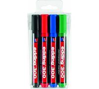 Tianyi-Edding 300 Marqueur Permanent - Noir, Rouge, Bleu, Vert - 4 Stylos - Pointe Ronde 1,5-3 Mm - Sèche Vite, Résiste À L'eau Et Aux Frottements - Pour Carton, Plastique, Bois, Métal, Verre