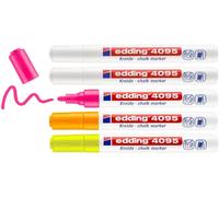 Tianyi-Edding 4095 Marqueur Craie Liquide - Assorti (Fluo) - Étui De 5 Feutres Craie Liquide - 2-3 Mm - Feutre Craie Effacable Pour Écrire Sur Les Vitres,Le Verre - Feutre Craie Ardoise Aux Couleurs