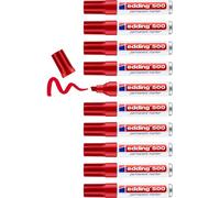 Tianyi-Edding 500 Marqueur Permanent - Rouge - 10 Stylos - Pointe Biseautée 2-7 Mm - Sèche Vite, Résiste À L'eau Et Aux Frottements - Pour Carton, Plastique, Bois, Métal, Verre