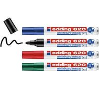 Tianyi-Edding 620 Marqueur Pour Tableaux Blancs - Multi-Couleur - 4 Stylos - Pointe Ronde 1,5-3 Mm - Feutre Effaçable - Pour Tableaux Blanc, Magnétique, Mémo Et Chevalet De Conférence - Rechargeable