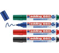 Tianyi-Edding 660 Marqueur Pour Tableaux Blancs - Multi-Couleur - 4 Stylos - Pointe Ronde 1,5-3 Mm - Feutre Effaçable - Pour Tableaux Blanc, Magnétique, Mémo Et Chevalet De Conférence - Rechargeable