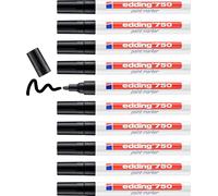 Tianyi-Edding 750 Marqueur Peinture - Noir - 10 Stylos - Pointe Ronde 2-4 Mm - Marqueur De Peinture Pour L'étiquetage Du Métal, Verre, Roche Ou Du Plastique - Résistant À La Chaleur, Permanent Et Éta