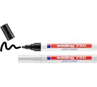 Tianyi-Edding 750 Marqueur Peinture - Noir Blanc - 2 Stylos - Pointe Ronde 2-4mm - Marqueur De Peinture Pour L'étiquetage Du Métal, Verre, Roche Ou Du Plastique - Résistant À La Chaleur, Permanent Et