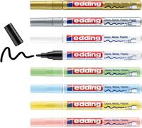Tianyi-Edding 751 Marqueur Peinture Brillante - Multi-Couleur Métallisé, Pastel - 8 Feutres Peinture Brillante - Pointe Ronde 1-2mm - Pour Dessin, Coloriage, Scrapbooking - Étanche, Très Opaque