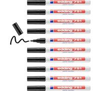 Tianyi-Edding 751 Marqueur Peinture - Noir - 10 Stylos - Pointe Ronde 1-2 Mm - Marqueur De Peinture Pour L'étiquetage Du Métal, Verre, Roche Ou Du Plastique - Résistant À La Chaleur, Permanent Et Éta