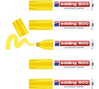 Tianyi-Edding 800 Marqueur Permanent - Jaune - 5 Stylos - Pointe Biseautée 4-12 Mm - Pour Des Marquages Larges - Sèche Vite, Résiste À L'eau Et Aux Frottements - Pour Carton, Plastique, Bois, Métal,