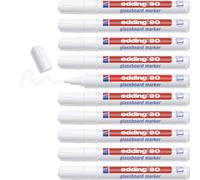 Tianyi-Edding 90 Marqueur Pour Tableaux En Verre - Blanc - 10 Stylos - Pointe Ronde 2-3 Mm - Marqueurs Effaçables Pour Vitres - Pour Marquer Des Surfaces En Verre (Vitres, Tableaux) - Effaçables À Se