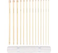 TIANYI-Ensemble de 14 Crochets Afghans en Bambou par - Kit de Crochets en Bois de 34cm avec Étui de Rangement Offert - Idéal pour Crochet, Dentelle, Napperons - Débutants et Professionnels