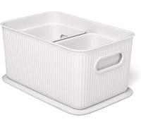 Tianyi-Ensemble De 3 Panier De Rangement Baobab (1 X 5l, 2 X 1,5l) Et Couvercle 5l, Polypropylène, Sans Bpa, Blanc Pergame. 7010801
