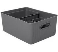 Tianyi-Ensemble De 4 Panier De Rangement Baobab (1 X 15l, 1 X 5l, 2 X 1,5l), Polypropylène, Sans Bpa, Gris Anthracite 7011114 Grande
