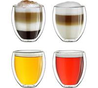 Tianyi-Ensemble De 4 Verres Thermique À Double Paroi Xxl Bellied, Résistant À La Chaleur En Verre Borosilicaté, Verre À Café/Thé 400ml