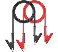 TIANYI-Ensemble de Fils de Test Electriques à Pinces Crocodiles, Fils de Raccordement 15A Robustes avec Pinces de Protection en Cuivre, câbles en Silicone PVC,2Couleurs, Longueur 100cm