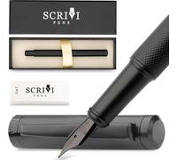 Tianyi-Ensemble De Stylos Plume De Luxe - Stylos Plume Noirs Pour L'écriture - Pointe Moyenne Lisse - Convertisseur D'encre Rechargeable, 5 Cartouches D'encre [Noir Et Bleu] Coffret Cadeau