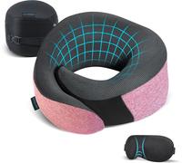 TIANYI-Ensemble d'oreillers de voyage en forme d'avion rose, oreiller de nuque en mousse à mémoire de forme 100 % pure, matériau amélioré, kit de voyage longue distance avec masques contour des yeux