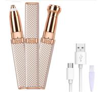 Tianyi-Epilateur Sourcil Femme Rasoirs,Epilateur Visage Eyebrow Trimmer,Femme Rechargeable Rasoir Électrique 2 En 1 Pour Le Visage Et Les Sourcils, Tondeuse À Sourcils (Couleur Or)