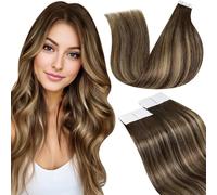 Tianyi-Extension Cheveux Naturel Adhesive Balayage Brun Caramel Dore 20pcs 30cm Extension Adhesive Cheveux Humain Marron Blanc Ombre 30g Lisse #4/27/4