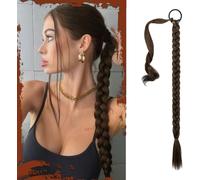 Tianyi-Extension De Queue De Cheval Tressée Avec Attache Cheveux, 66cm Longue Tresse Queue De Cheval Extensions De Cheveux Droites Et Enveloppantes Postiches Synthétiques Pour Femmes