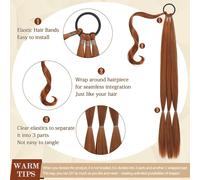 Tianyi-Extension De Queue De Cheval Tressée Avec Attache Cheveux, 66cm Longue Tresse Queue De Cheval Extensions De Cheveux Droites Et Enveloppantes Postiches Synthétiques Pour Femmes Rouge Cuivré