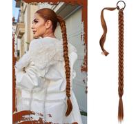 Tianyi-Extension De Queue De Cheval Tressée Avec Attache Cheveux, 86cm Longue Tresse Queue De Cheval Extensions De Cheveux Droites Et Enveloppantes Postiches Synthétiques Pour Femmes Rouge Cuivré