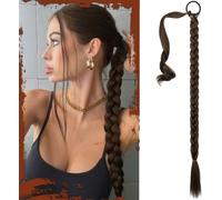 Tianyi-Extension De Queue De Cheval Tressée Avec Attache Cheveux, 86cm Longue Tresse Queue De Cheval Extensions De Cheveux Droites Et Enveloppantes Postiches Synthétiques Pour Femmes