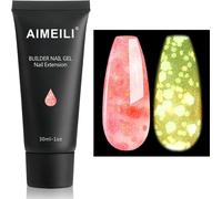 Tianyi-Extention Gel Pour Ongles Fluo, Paillettes Glow In Dark Builder Construction Gel 30ml Faux Ongles Quick Building Uv Led Vernis Semi Permanent - Pêche Rose 024