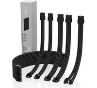 TIANYI-EZDIY-Fab Sleeved Cable - Rallonge de câble pour l'alimentation avec Manchon Extra-Large 24 Broches 8 Broches 6 pin 4+4 Broches avec Combs-Noir