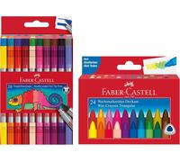 Tianyi-Faber-Castell 205030 School Lot De 24 Crayons De Cire Et Étui De 20 Feutres À Double Pointe