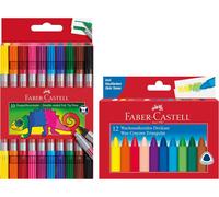 Tianyi-Faber-Castell 205032 School Set De 12 Crayons De Cire Et 10 Étuis À Double Fibre