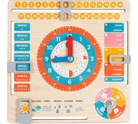 TIANYI-Fancy Calendrier en Bois pour Apprendre Allemand pour Enfants - Horloge d'apprentissage en Allemand pour Professeur Jouet en Bois Montessori pour Les Cours de l¿Allemand