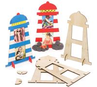 TIANYI-FE315 Cadres photo en bois phare - Paquet de 4, faites vos propres cadres photo pour les enfants à décorer et à afficher