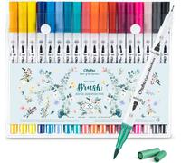 Tianyi-Feutre Coloriage, 36 Couleurs Aquarelle Stylos Feutres Double Pointe Fine Et Pinceau Pour Mandala Calligraphie Dessin Esquisse Livre De Coloriage, Non-Blanchissant Non-Toxique