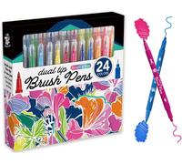 Tianyi-Feutre Coloriage Pointe Fine, 24 Couleurs Feutres Pinceaux À Double Pointe Pour Coloriage Croquis Calligraphie Bd Coloration Illustrations Gribouillage