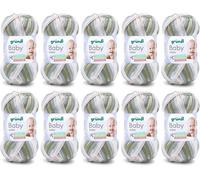 TIANYI-Fil Baby color (fil à crochet à caractère laineux, composé de 70% d`acrylique et 30% de polyamide, aiguilles n° 3 ¿ à 4 ¿, 10 x 50 g), mousse-nature-jade-blanc Multicolore