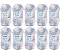 TIANYI-Fil Baby color (fil pour tricot & crochet au caractère laineux, composé de 70% d`acrylique et 30% de polyamide, 50 g / 150 m, aiguilles n° 3 ¿ à 4 ¿, 10 x 50 g), Bleu Multicolore