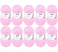 TIANYI-Fil Baby uni (fil spécial bébé pour tricot & crochet, certifié OEKO-TEX® robuste et facile d'entretien, 70 % acrylique et 30 % polyamide, 50 g / 150 m, aiguilles n° 3 ¿ à 4 ¿, 10 x 50 g), Ros