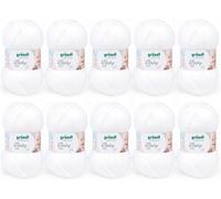 TIANYI-Fil Baby uni (Fil spécial bébé pour Tricot & Crochet, certifié Oeko-TEX Robuste et Facile d'entretien, 70% Acrylique et 30% Polyamide, 50 g / 150 m, Aiguilles n° 3 ¿ à 4 ¿, 10 x 50 g), Bianco
