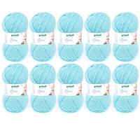 TIANYI-Fil Baby uni (fil spécial bébé pour tricot & crochet, robuste et facile d'entretien, 70 % acrylique et 30 % polyamide, 50 g / 150 m, aiguilles n° 3 ¿ à 4 ¿, 10 x 50 g), Turchese Pastello