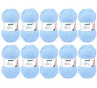 TIANYI-Fil Baby uni (fil spécial bébé pour tricot & crochet, robuste et facile d'entretien, 70 % acrylique et 30 % polyamide, 50 g / 150 m, aiguilles n° 3 ¿ à 4 ¿, 10 x 50 g), Blu Pastello