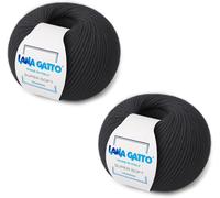 TIANYI-Fils à tricoter, 100% Laine Vierge Mérinos Extrafine de Lana Gatto, Made in Italy. Ligne Super Soft, laine de qualité supérieure,pour aiguille a tricoter, 100 g. 250 mt (2, Gris Anthracite - 2