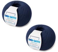 TIANYI-Fils à tricoter, 100% Laine Vierge Mérinos Extrafine de Lana Gatto, Made in Italy. Ligne Super Soft, laine de qualité supérieure, idéal pour aiguille a tricoter (2, Bleu - 13856)