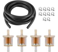 Tianyi-Filtres Pour Conduites De Carburant Kit, 2 M Durite Essence Diamètre Intérieur 8 Mm + 4 Pièces Filtre Essence 8mm, Avec 10 Colliers De Serrage Et Un Tournevis Plat, Adapté Aux Moteurs (Noir +
