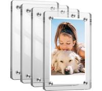 TIANYI-Fintie [Lot de 4] cadres photo magnétiques en acrylique pour film de 7,6 cm ¿ double face pour réfrigérateur Fujifilm Instax Mini 11 9 90/ imprimante Mini Link, Transparent