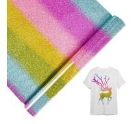 Tianyi-Flex Thermocollant Textile Pailleté, Vinyle Thermocollant Coloré 30,5x152cm, Rouleau Vinyle Thermocollant, Feuille Thermocollante Tissu En Arc En Ciel, Pour Diy Vêtement T-Shirt Pantalon