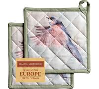 TIANYI-Flying Birds Lot de 2 maniques, 100% Coton, pour Barbecue, Cuisson, Four, Micro-Ondes, grillades, Printemps/été, Pâques, (20cm x 20cm)