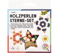 Tianyi-Folia 22521 - Lot De 160 Boules En Bois Et Une Ficelle Dorée Pour Enfiler Et Bricoler Des Étoiles Et Des Pendentifs
