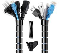 TIANYI-Gaine de Câble Flexible Ø22 MM - 5M, Système de Gestion Rangements des Câbles Informatique avec 20pcs Zip Ties, 1 Clip de Guide-Câble, Cache Fil Electrique Cable Sleeves pour TV, PC, Bureau -