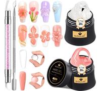 Tianyi-Gel 3d Nail Art - Kit D'extension D'ongles Transparent Nude, Gel Construction Ongle Uv Colle Non Collante, Glue Solid Sculpture Builder À La Main, Manucure Salon Décora Diy 20g (0,71 Fl Oz)