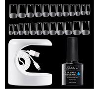 Tianyi-Gelike Ec Kit Pose Americaine Ongles, Faux Ongles Capsule Transparents 6 En 1 Colle Pour Ongles D'extension 240pcs 12 Tailles Portable Lampe Led Gel Uv 16w, En Résine (Courte Carré)