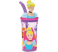 TIANYI-Gobelet en plastique violet Disney pour fille Cendrillon Princesses Rapunzel Belle Ariel Sleeping Beauty 360 ml avec paille et figurine 3D du personnage
