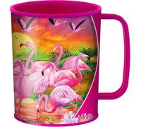 TIANYI-Gobelet - Flamants Roses de Deluxebase. Gobelet Art Lenticulaire Safari 3D. Gobelets en plastique de 300 ml pour enfants illustrations originales licence artiste renommé Michael Searle